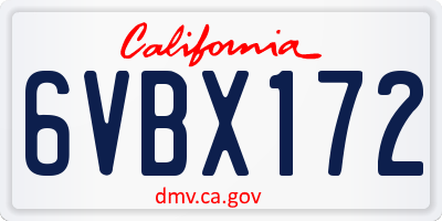 CA license plate 6VBX172