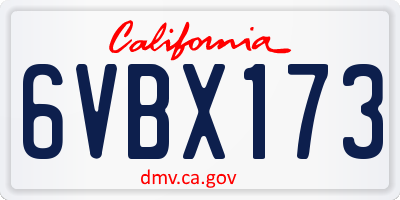 CA license plate 6VBX173