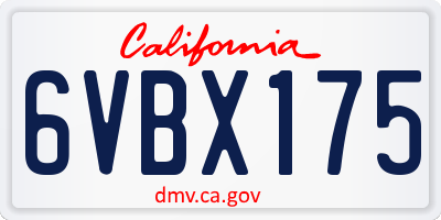 CA license plate 6VBX175