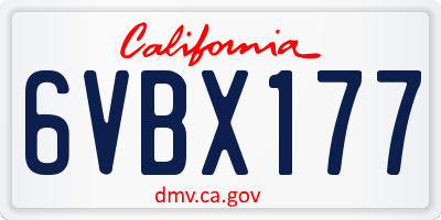 CA license plate 6VBX177
