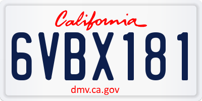 CA license plate 6VBX181