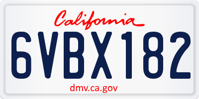CA license plate 6VBX182