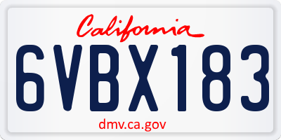 CA license plate 6VBX183