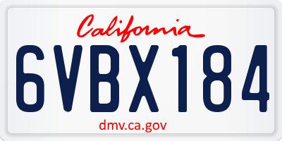 CA license plate 6VBX184
