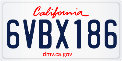 CA license plate 6VBX186