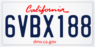CA license plate 6VBX188