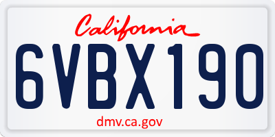 CA license plate 6VBX190
