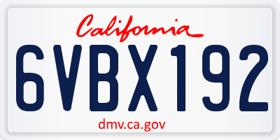 CA license plate 6VBX192
