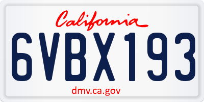 CA license plate 6VBX193