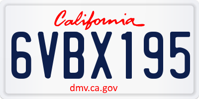 CA license plate 6VBX195