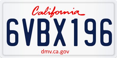 CA license plate 6VBX196
