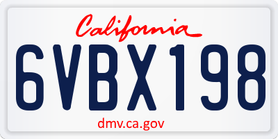 CA license plate 6VBX198