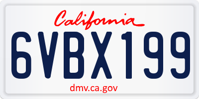 CA license plate 6VBX199
