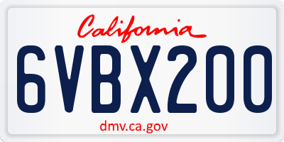 CA license plate 6VBX200