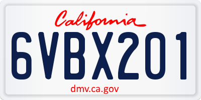 CA license plate 6VBX201