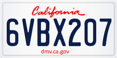 CA license plate 6VBX207