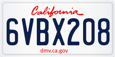 CA license plate 6VBX208