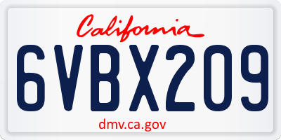 CA license plate 6VBX209