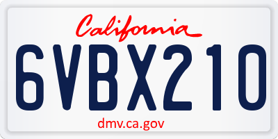 CA license plate 6VBX210