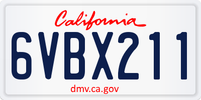 CA license plate 6VBX211