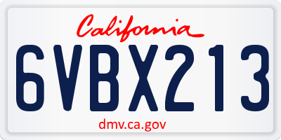 CA license plate 6VBX213