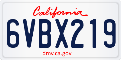 CA license plate 6VBX219