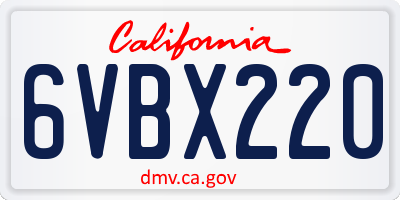 CA license plate 6VBX220