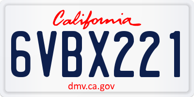 CA license plate 6VBX221