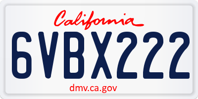 CA license plate 6VBX222
