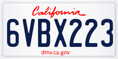 CA license plate 6VBX223