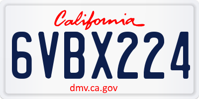 CA license plate 6VBX224