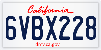 CA license plate 6VBX228