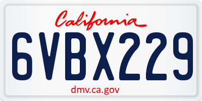 CA license plate 6VBX229
