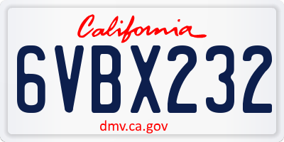 CA license plate 6VBX232