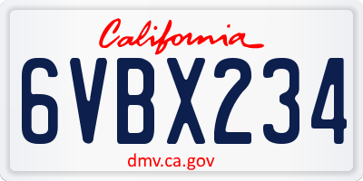 CA license plate 6VBX234