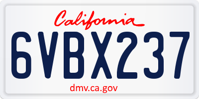 CA license plate 6VBX237