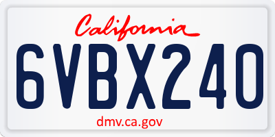 CA license plate 6VBX240