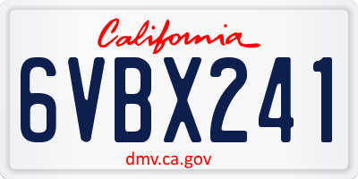CA license plate 6VBX241