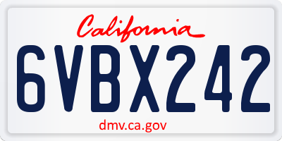 CA license plate 6VBX242