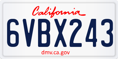 CA license plate 6VBX243