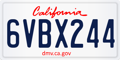 CA license plate 6VBX244