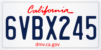 CA license plate 6VBX245