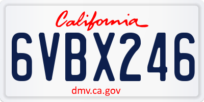 CA license plate 6VBX246
