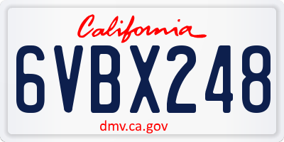CA license plate 6VBX248