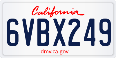 CA license plate 6VBX249