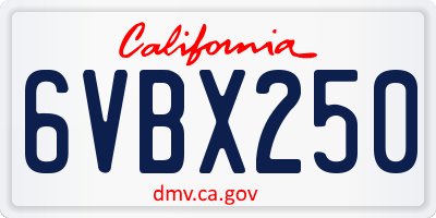 CA license plate 6VBX250