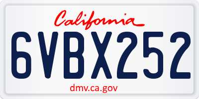 CA license plate 6VBX252