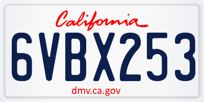 CA license plate 6VBX253