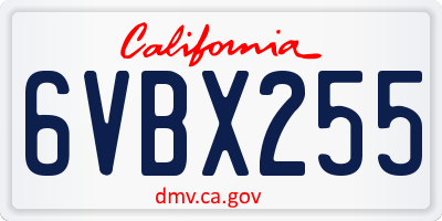 CA license plate 6VBX255