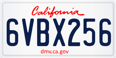 CA license plate 6VBX256